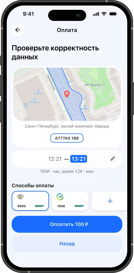 Проверка данных перед оплатой